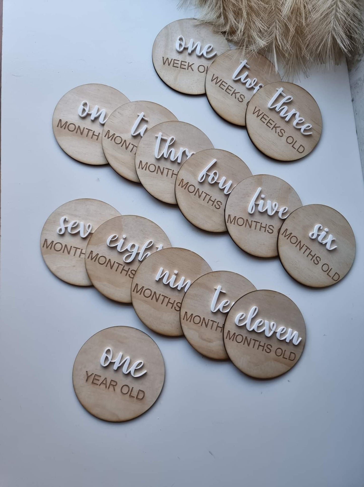 Hello World Rattan Plaque + 15 Milestone Discs