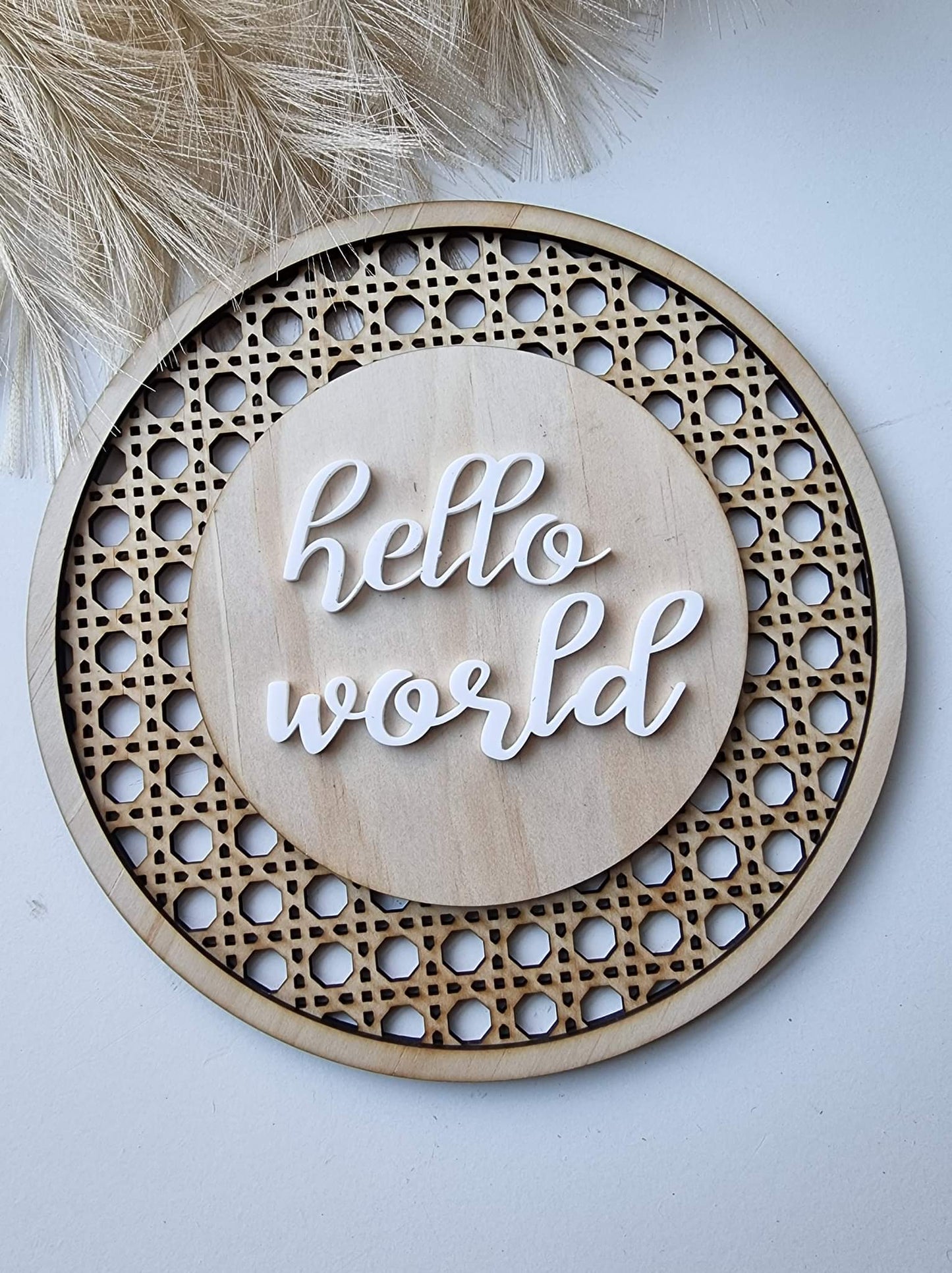 Hello World Rattan Plaque + 15 Milestone Discs