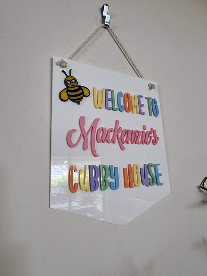 Cubby House acrylic sign.