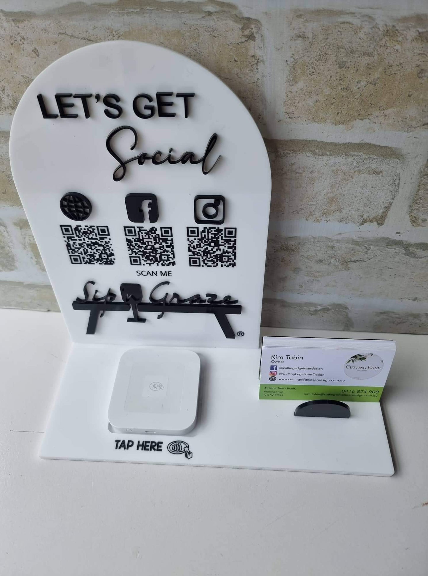 Square reader, Business card Stand with QR Codes