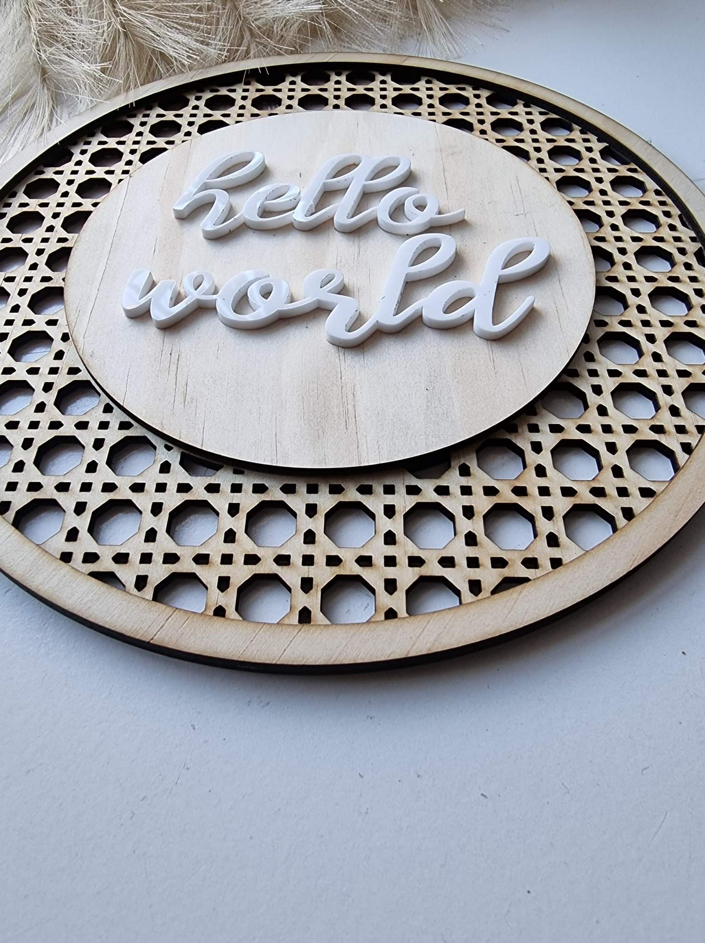 Hello World Rattan Plaque + 15 Milestone Discs