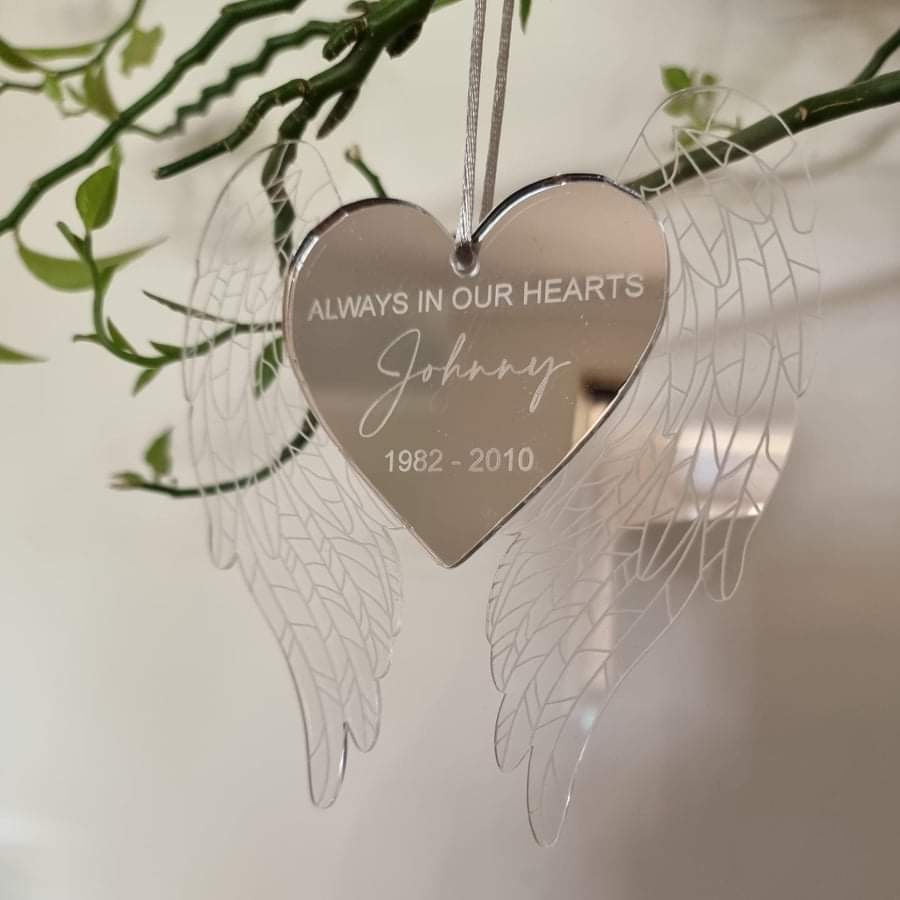 Heart and Angel Wings Christmas Ornament