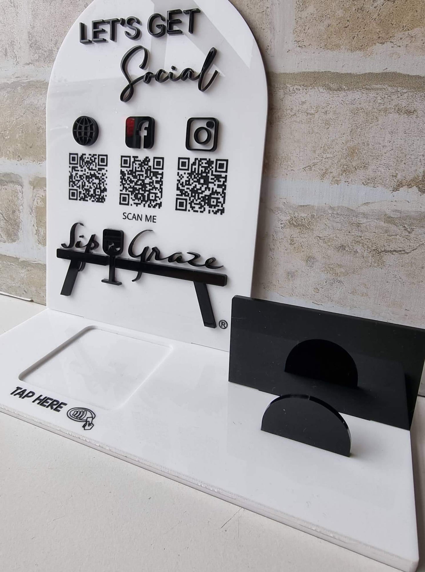 Square reader, Business card Stand with QR Codes