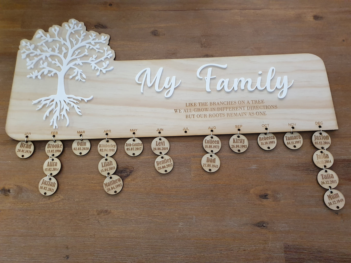 My Family Acrylic Birthday Chart