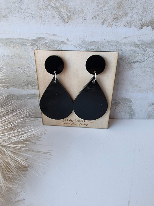 Earring "Solid black tear drop."