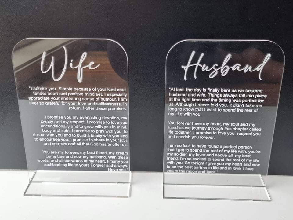 Acrylic Vow Boards