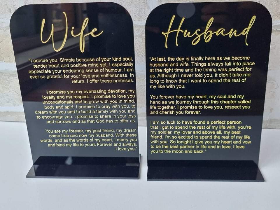 Acrylic Vow Boards