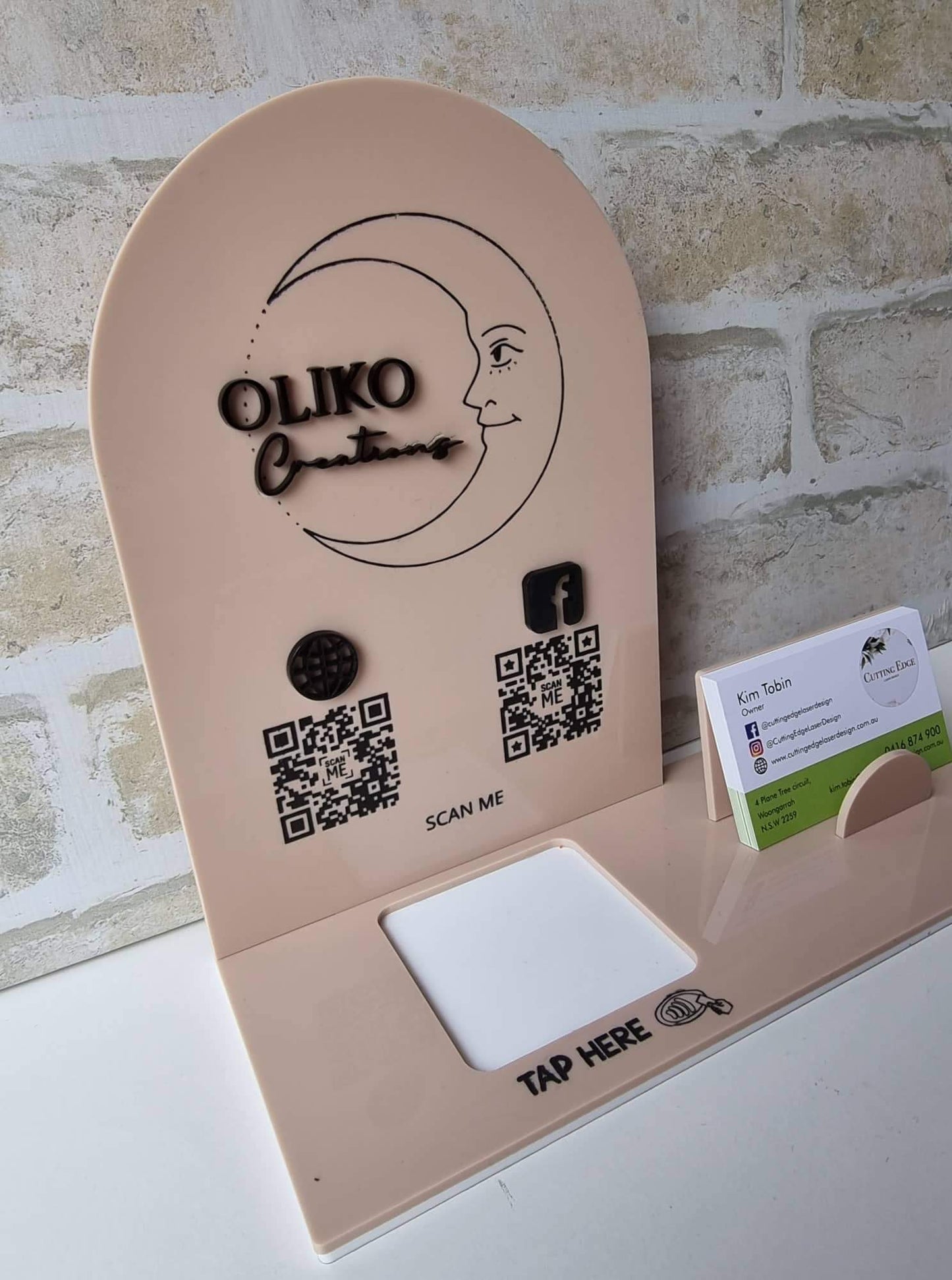 Square reader, Business card Stand with QR Codes
